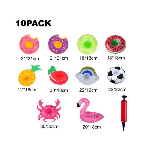 Floatmate – Set 10 Suporturi Gonflabile pentru Băuturi | Accesorii de Vară pentru Piscină - GRAVALEX