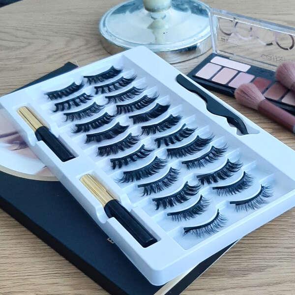 Lola - Set de 12 Perechi de gene Magnetice cu Eyeliner Magnetic și Pensetă pentru Aplicare Ușoară - GRAVALEX